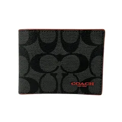 COACH(コーチ) 札入れ美品  シグネチャー柄 F88123 ダークグレー×黒