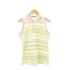 ラルフローレン RALPH LAUREN ポロシャツ ノースリーブ ロゴ刺繍 ボーダー 女の子 ガールズ 160 ピンク /AH6 ■GY99