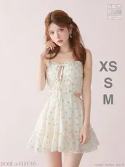 ブルー  [FM4647]ROBE de FLEURS/ローブドフルール】フラワー/ スタッズ/ リボン/ キャミ/ フレア/ ミニドレス/ キャバドレス/ andy/ アンディ/ ブリエ/ AngelR/ エンジェルアール