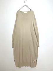 green label relaxing グリーンレーベルリラクシング ユナイテッドアローズ 3626-156-2554 定価8690円 コットンカシミヤ コットンカシミヤVネック ニット ワンピース ベージュ ■■レディース