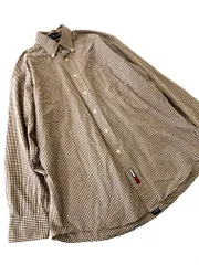 TOMMY HILFIGER トミーヒルフィガー チェック ボタンダウン シャツ size15 1/2 32・33/ベージュ ■■メンズ