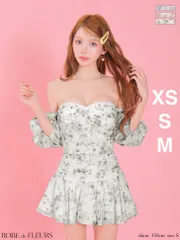 ブラック  [FM4345]【ROBE de FLEURS/ローブドフルール】オフショル/ フラワー/ シフォン/ ハートカット/ フレア/ キャバドレス/ andy/ アンディ/ ブリエ/ AngelR/ エンジェルアール