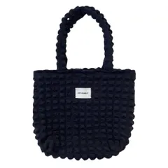 [ideastore] トートバッグ ポップコーンバッグ キルティングバッグ レディース ショルダーバッグ (ブラック) [ブラック]