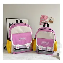 キッズ リュック バイカラー 通園バッグ 通学 幼稚園 保育園 2つサイズ 小学校 男の子 女の子 かっこいい おしゃれ 韓国風 ストリート 軽量 大容量 入園準備 入学祝い 誕生日 プレゼント 子供用 バックパック 3歳 4歳 5歳 6歳 ピンク