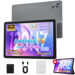 【専用ケース付き Android16 タブレット 10インチ 】120Hz高いリフレッシュレート Gemini AI 高性能T7200 8コアCPU 20GB+64GB+2TB拡張、6000mAhバッテリー、薄型軽量 Widevine L1& 17abd19b