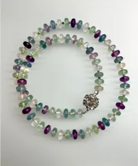 美品 天然石マルチカラーフローライト ネックレス SILVER刻印