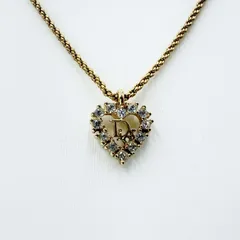 Christian Dior（クリスチャン・ディオール） ラインストーン ハート ネックレス ゴールドトーン