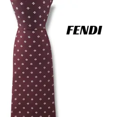 【8101】良品ー可品！フェンディ　ネクタイ　ボルドー系　FF柄