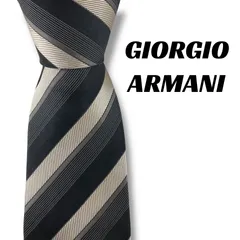 【8099】美品！ジョルジオアルマーニ　ネクタイ　ブラック系　ストライプ系