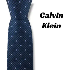 【8109】美品！カルバンクライン　ネクタイ　ネイビー系　ドット柄