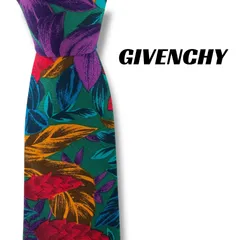 【8124】良品！ジバンシー　ネクタイ　グリーン系　植物柄