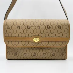 Christian Dior（クリスチャン・ディオール）ヴィンテージ ハニカム柄 ショルダーバッグ ベージュ系×ブラウンレザー