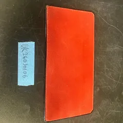 【中古】 長財布 レザー カードケース シンプル レッド