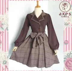 アクシーズファム ブラウン チェック ONE PIECE コート ドレス リズリサ