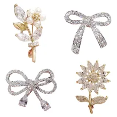 【在庫セール】可愛い リボンブローチ 木の葉 コサージュ ジルコニア レディース メンズ スーツ ブローチ ジャケット アクセサリー ファッション フォーマル お呼ばれ ドレス FASELE 発表会 卒業式 入学式 結婚式 プレゼント ギフト