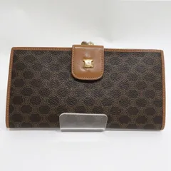     中古 セリーヌ 長財布 がま口 マカダム柄 トリオンフ金具 ゴールド ABランク ブラウン PVC ヴィンテージ CELINE 【送料無料】【名谷店】