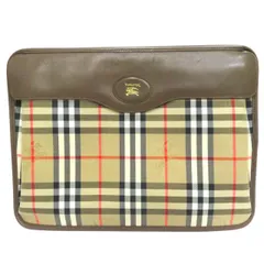     中古 バーバリー BURBERRYS ABランク キャンバス レザー シャドーホース ノバチェック チェック クラッチバッグ ブラウン 【送料無料】【西神店】