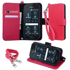 F-42A / me F-01L らくらくスマートフォン 対応 手帳型スマホケース (ピンク) 着脱しやすい wisers (カードホルダー/スタンド機能付き) ストラップ 2種付き (ハンドストラップ/ネックストラップ)