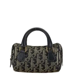     中古 ディオール ミニ トロッター ハンドバッグ キャンバス レザー ABランク ネイビー レディース Dior 【送料無料】【三田店】