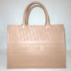    中古 デイオール レザー ブックトート ミディアム ABランク オブリーク ピンクベージュ Dior レディース 【送料無料】【名谷店】