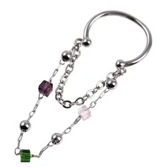 【新品】 Chucola イヤーカフ レディース クリスタル ストーン 3連 チェーン イヤリング ウェアリング 上品 エレガント ノンホールピアス 片耳用 3石 KIER007 (シルバー) 0