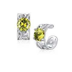 【新品】 Bestyle イヤーカフ レディース シルバー925 メンズ イヤリング 金属アレルギー対応 ジルコニア ノンホールピアス 穴なし 男女兼用 透かし唐草 女性 かわいい イヤーカフ シンプル 誕生石 プレゼント ジュエリー 8月 ペリドット 1