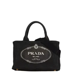     中古 プラダ ハンドバッグ 2way ABランク カナパ 三角ロゴプレート ブラック キャンバス レディース PRADA 【送料無料】【三田店】