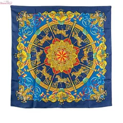   中古 美品 エルメス スカーフ カレ90 LUNA PARK 遊園地 ブルー イエロー レッド ゴールド マルチカラー Aランク シルク レディース HERMES 【送料無料】【西神店】