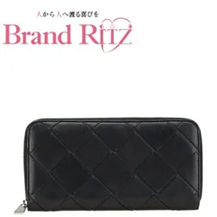    中古 ボッテガヴェネタ 財布 マキシイントレチャート 長財布 ラウンドファスナー ジッピーウォレット ブラック ABランク レザー レディース BOTTEGAVENETA 【送料無料】【西神店】