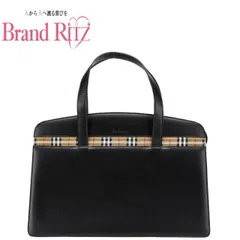 中古 バーバリー ハンドバッグ シャドーホース ノバチェック ブラック マルチカラー レザー キャンバス レディース BURBERRY 【送料無料】【名谷店】