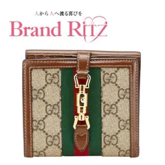  中古 グッチ GGスプリーム シェリーライン ジャッキー 1961 二つ折り財布 658550 ベージュ ブラウン PVC レザー レディース GUCCI 【送料無料】【西神店】