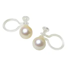 【新品】 Mani・Mani アコヤ真珠ピアスのようなイヤリング【5mm】 パール 真珠 本物素材 ノンホールピアス 6月誕生石 プレゼント 結婚式 ギフト 新社会人 お祝い 卒業式 入学式 お受験 クロス付き 書 日本製（うれしいお手入れクロス付き 巾着 0