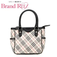  中古 バーバリー ノバチェック ハンドバッグ ベージュ ブラック レッド キャンバス レザー レディース BURBERRY 【送料無料】【西神店】