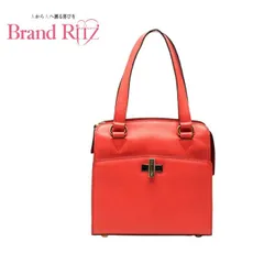 中古 セリーヌ ロゴ ハンドバッグ ヴィンテージ レッド レザー レディース CELINE オレンジ ABランク 【送料無料】【三田店】