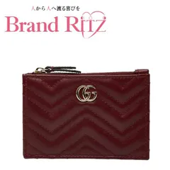中古 グッチ GGマーモント ダブルG カードケース コインケース キーケース 837747 ボルドー ワインレッド ゴールド金具 レザー レディース GUCCI 【送料無料】【西神店】
