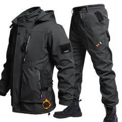 [ｉｎｏｔｅｎｋａ] アウトドアジャケット 上下セット メンズ 厚手 登山服 防寒着 360°体温循環 ハイキングジャケット フード付き 裏起毛 撥水 防風 スキーウェア マウンテンパーカー トレッキングパンツ 作業着 春秋冬 保温e 4c7ecc10