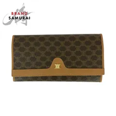 美品 CELINE セリーヌ マカダム トリオンフ ブラウン PVC/レザー M08 長財布 がま口 レディース 600055【中古】