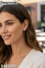 【定価23100円税込み】スワン ピンク ローズゴールドトーン ピアス 新品 未使用 レディース クリスタル 揺れる