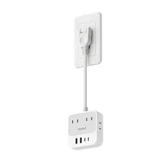 延長コード 短い 20cm 電源タップ usb たこあしコンセント テーブルタップ スイングプラグ 0.2m 超薄型 (8-in-1, 20W PD) TESSAN 4個AC口 2個タイプC 2個Type-Aポート 電源コード マルチ タコ足配線 分岐 o 1
