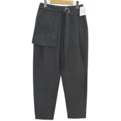 テーパードパンツ グレー系 チェック柄 変形デザイン 