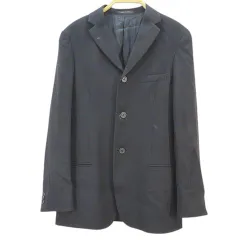 エンポリオアルマーニ EMPORIO ARMANI 長袖 テーラードジャケット 44 黒系 ブラック シングル 無地 イタリア製