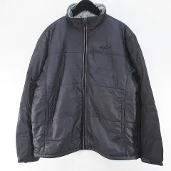 ファーストダウン FIRST DOWN 中綿 ジャケット L 灰系 チャコール グレー ジップアップ 刺繍 メッシュ裏地 タグ付