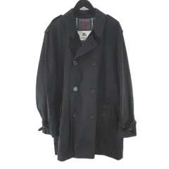バーバリー ロンドン BURBERRY LONDON トレンチコート ミドル丈 黒系 ブラック ライナー 毛 ウール 無地 54886-050