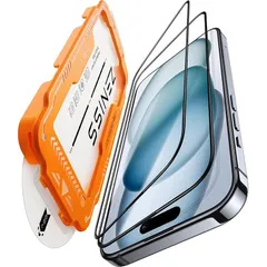 Zeniss iPhone15用の ガラスフィルム に適合する 【米軍規格航空材料&革新的なガイド枠】2枚セット iphone15 フィルム 耐衝撃・硬度10H 全面保護 アイフォン15 保護フィルム 気泡レス 自動吸着 貼りやすい いphone15 スマ 1