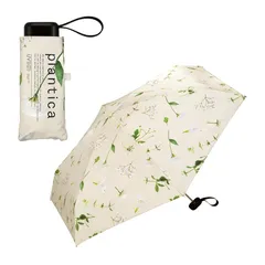 Wpc. 日傘 [plantica×Wpc.]フラワープリントタイニー ベージュ ≪遮光率100% UVカット率100% ・UPF50＋ 遮熱 晴雨兼用≫ 折りたたみ傘 軽量 通勤 通学 オシャレ 可愛い 花柄 レディース PLP003-001-102 1