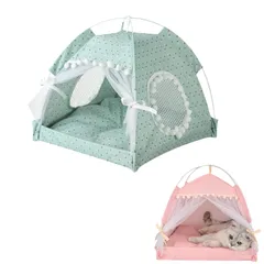 HAPPY SUGAR ペットテント 猫 テント 犬 ペットハウス ペットベッド ドーム型 折りたたみ 組み立て簡単 通気性 可愛い お姫様風 (ピンク, Mサイズ) [ピンク] [Mサイズ]