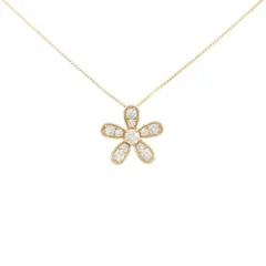 K18YG フラワー ダイヤモンド ネックレス 0.30CT