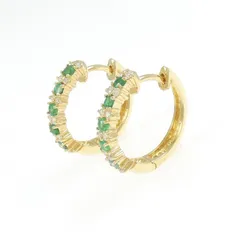 K18YG エメラルド フープ ピアス