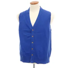 【中古】ビームスハート BEAMS HEART ハイゲージ コットンシルク ニットベスト ブルー【サイズXL】【メンズ】