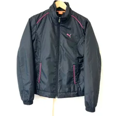 (^w^)b PUMA プーマ ジップアップ ウインドブレーカー 中綿入り シャカシャカ ジャケット トラック トレーニング 運動 スポーツ 練習着 ランニング 防寒 ブラック レディース サイズ M